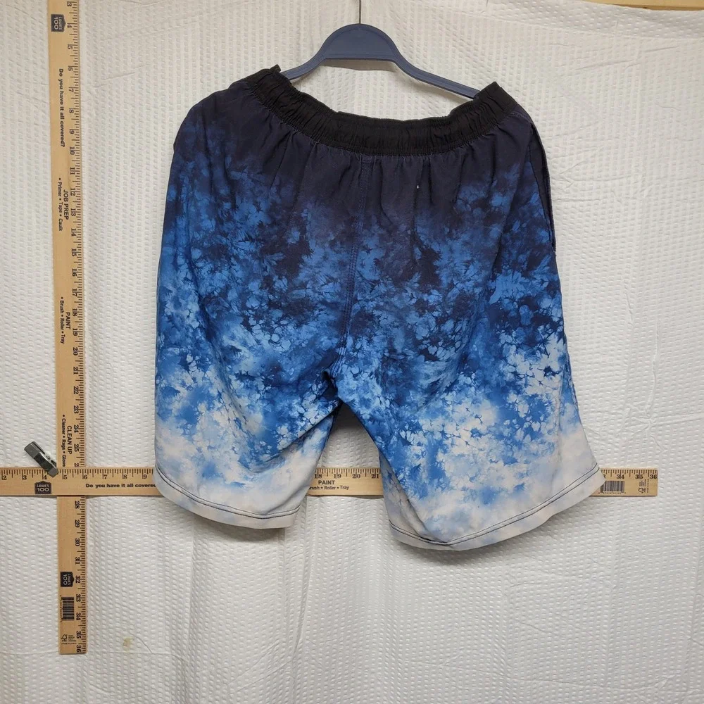 Speedo Mens Blue Tie Dye Ombre Swim Trunks Board Shorts Size Small‎
